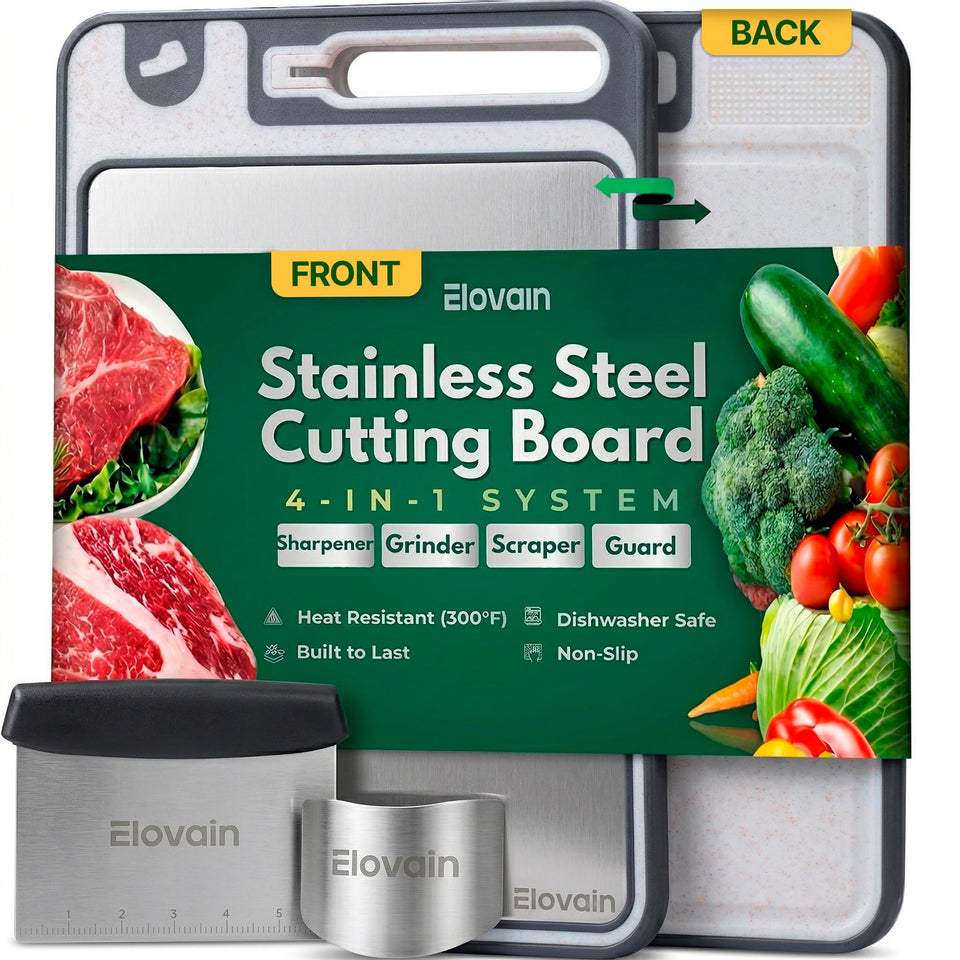 Elovain cutting board over sink design for mess-free prep.