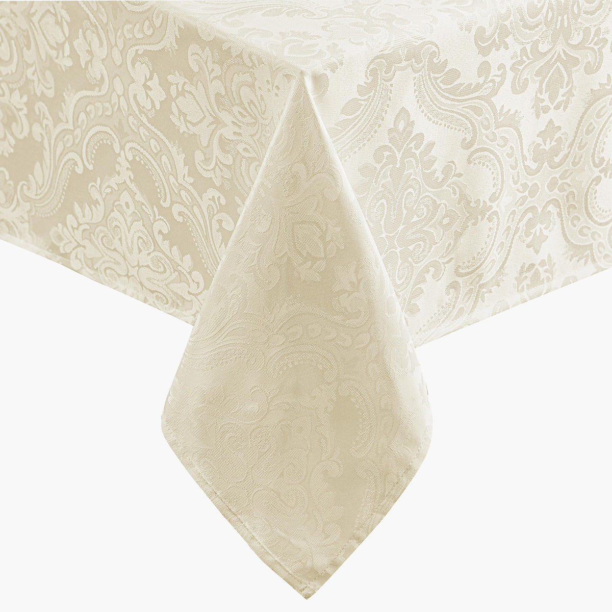 Elrene Caiden Elegance Damask Tablecloth in ivory, 60x120 inches, for refined dining.