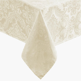 Elrene Caiden Elegance Damask Tablecloth in ivory, 60x120 inches, for refined dining.