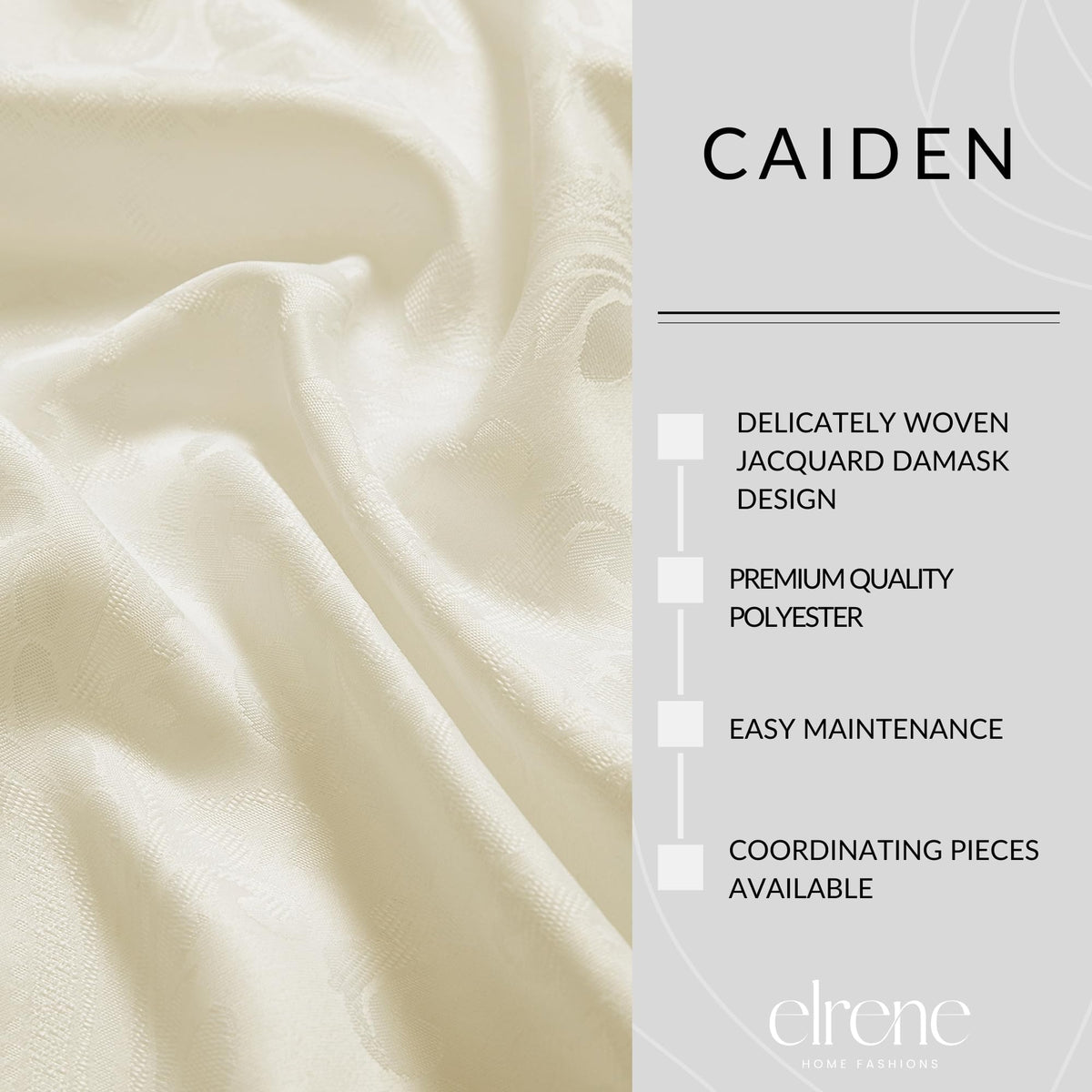 Elrene Caiden Elegance Damask Tablecloth fabric is stain-resistant for daily use.