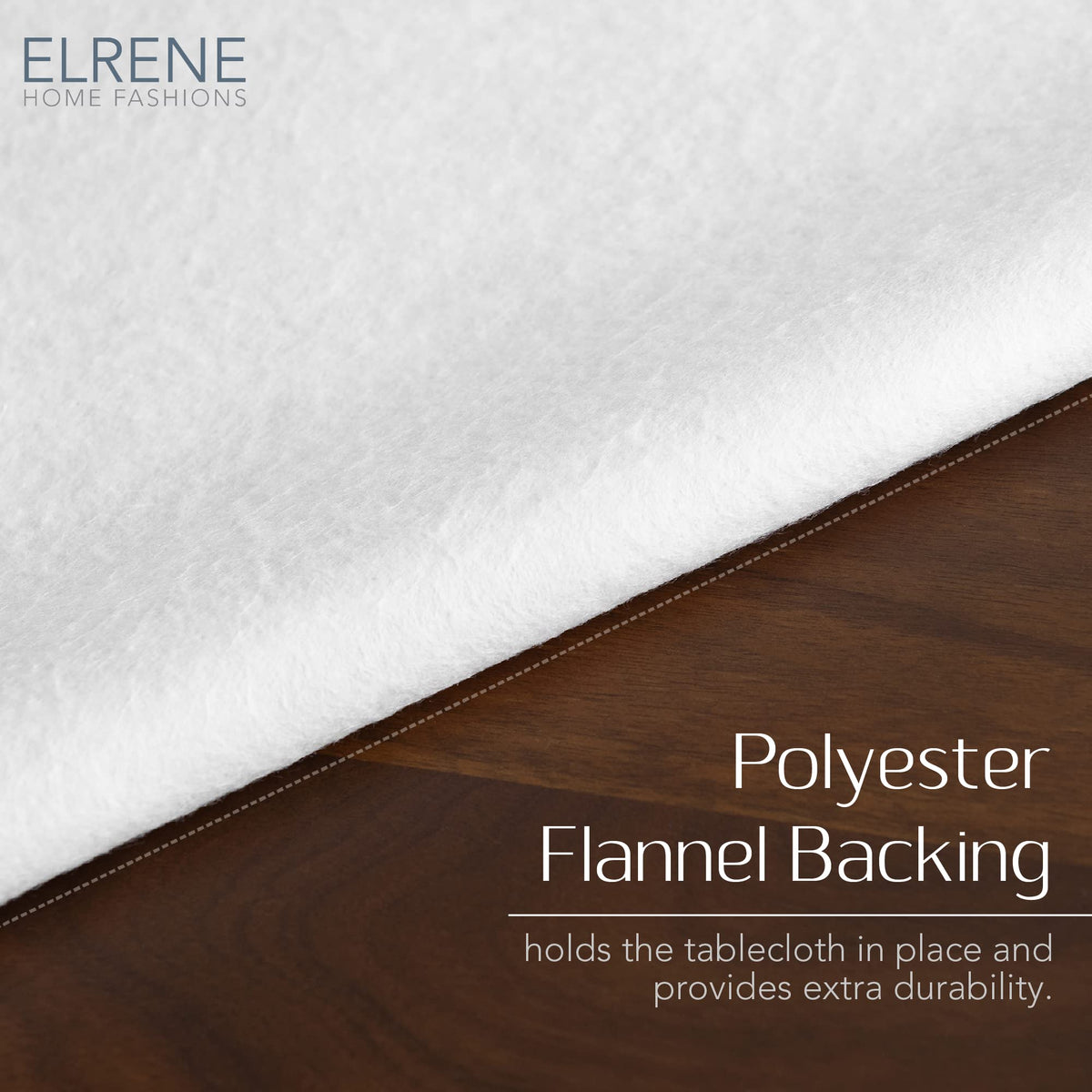 Close-up of hemmed edges on Elrene Camile for a finished, durable look.