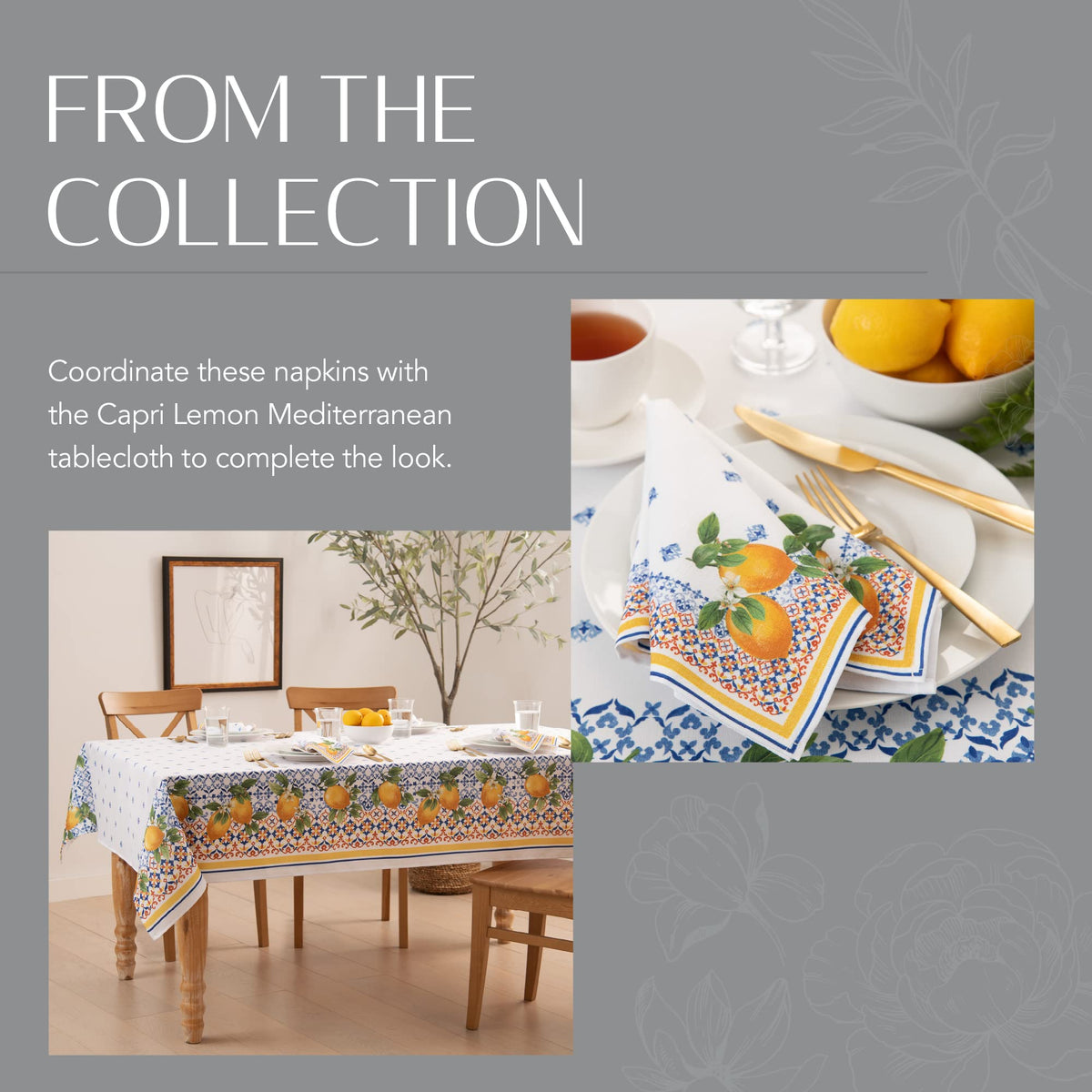 Elrene Capri Lemon napkins ready to elevate a stylish dining scene.