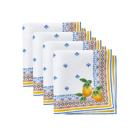 Elrene Capri Lemon napkins with double-bordered motif for elegant tables.