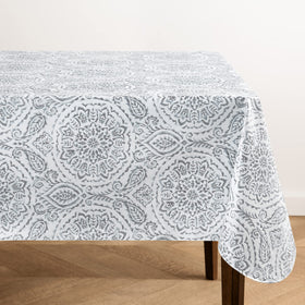 Elrene Savannah boho paisley vinyl tablecloth with stylish print for indoor or outdoor dining.