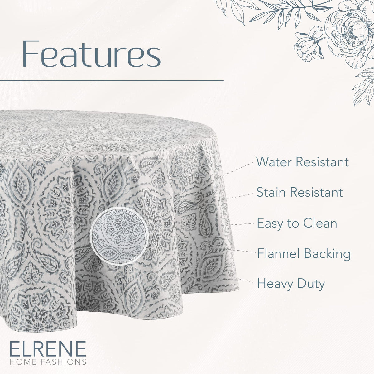Elrene Savannah hemmed edges deliver a neat, durable finish.