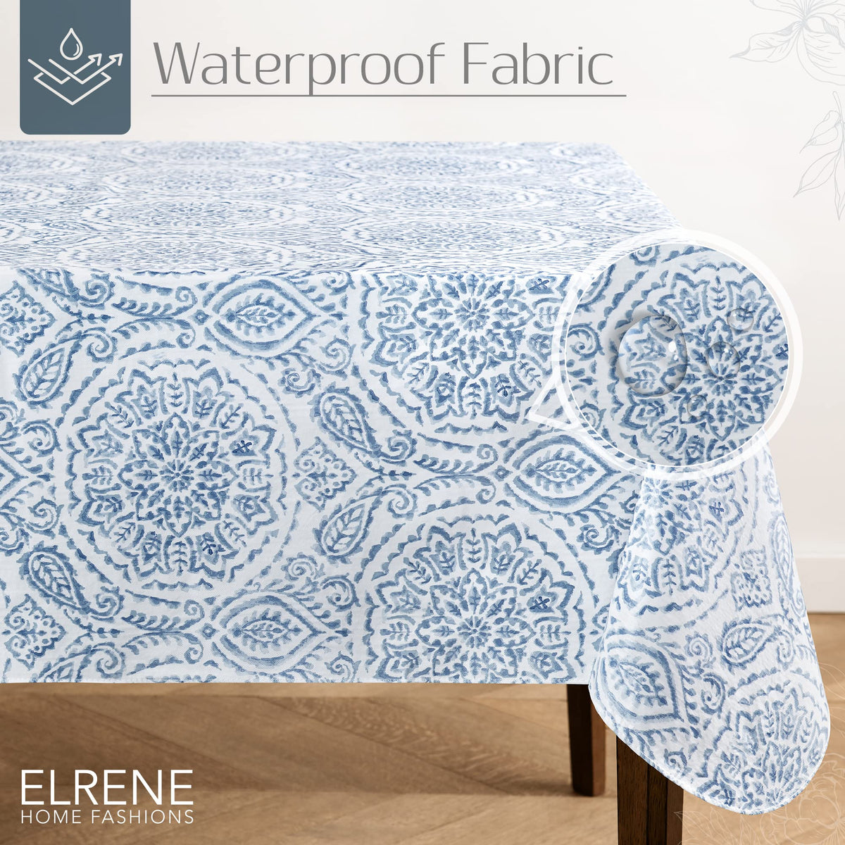Elrene Savannah paisley pattern close-up shows vivid colors and durable vinyl surface.