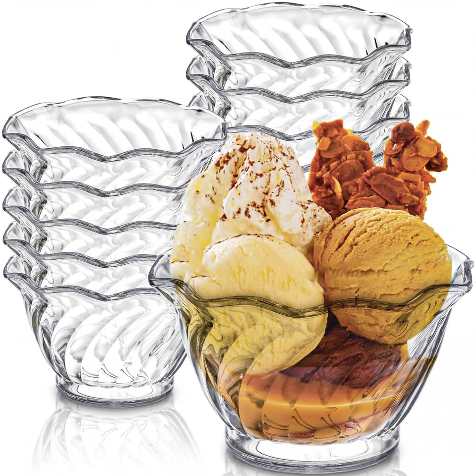 Elsjoy 12-pack dessert bowls with compact stacking for easy transport.