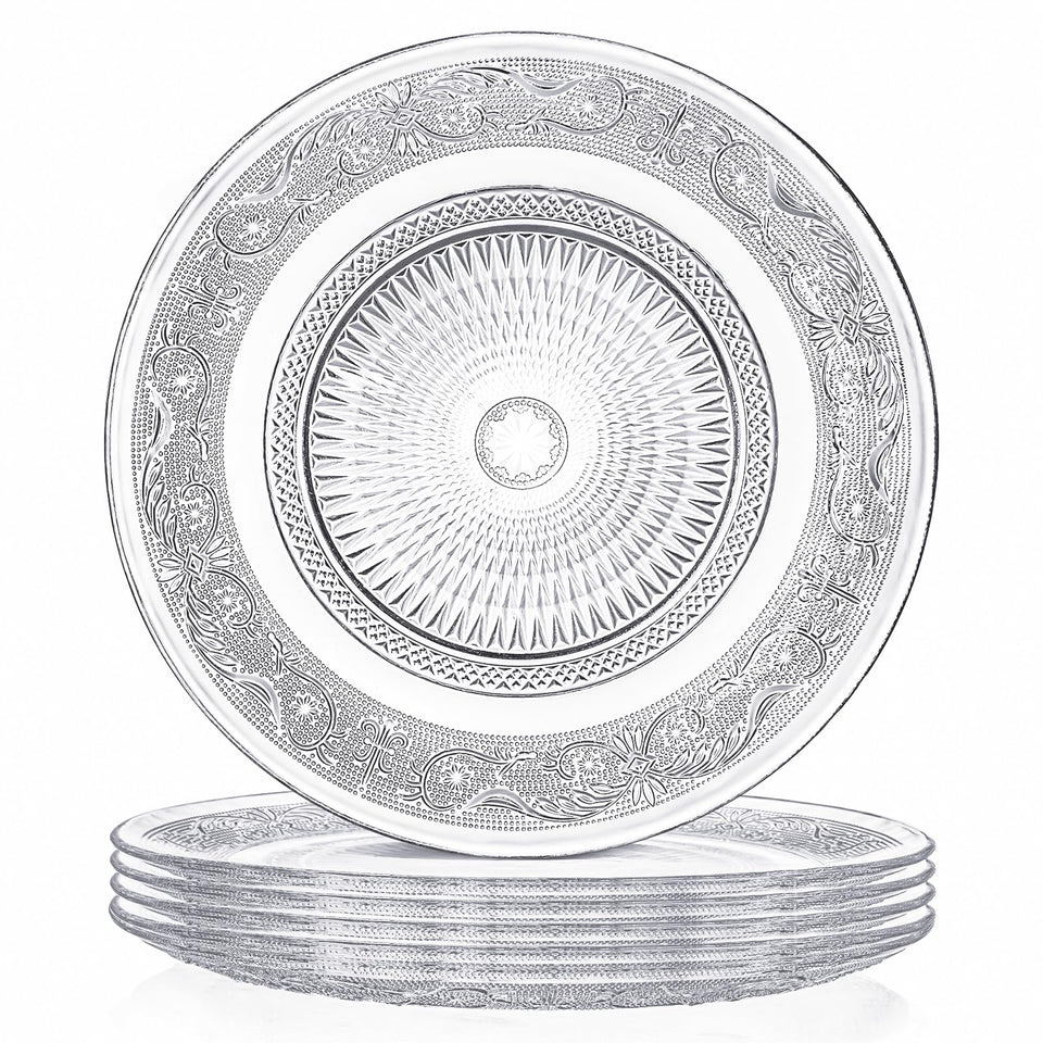 Elsjoy 6-pack 10-inch plate in clear glass, ideal for daily meals and presentation.