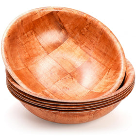 Elsjoy 6-pack 10-inch wooden bowls for versatile fruit or pasta serving.