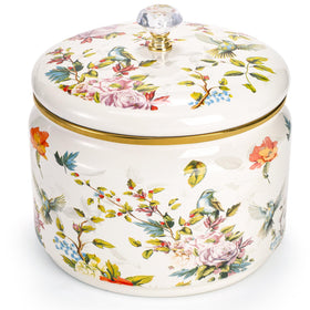 Elsjoy 81oz vintage enamel canister on display for pantry organization