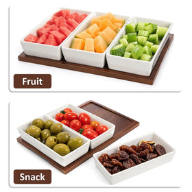 Elsjoy multi-purpose tray supports appetizers, cheese, fruits, and dips with style.