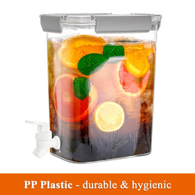 Non-drip spigot provides controlled pours and leak-free serving from Elsjoy dispenser.