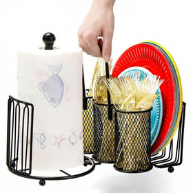 Elsjoy picnic utensil holder with handle for easy transport and organization.