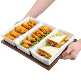 Elsjoy serving tray close-up shows natural oak grain and refined ceramic finish.
