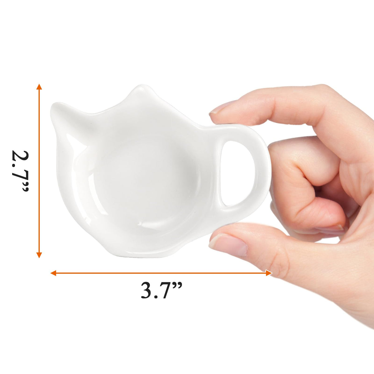 Elsjoy white ceramic coaster holds used tea bags securely to prevent spills.