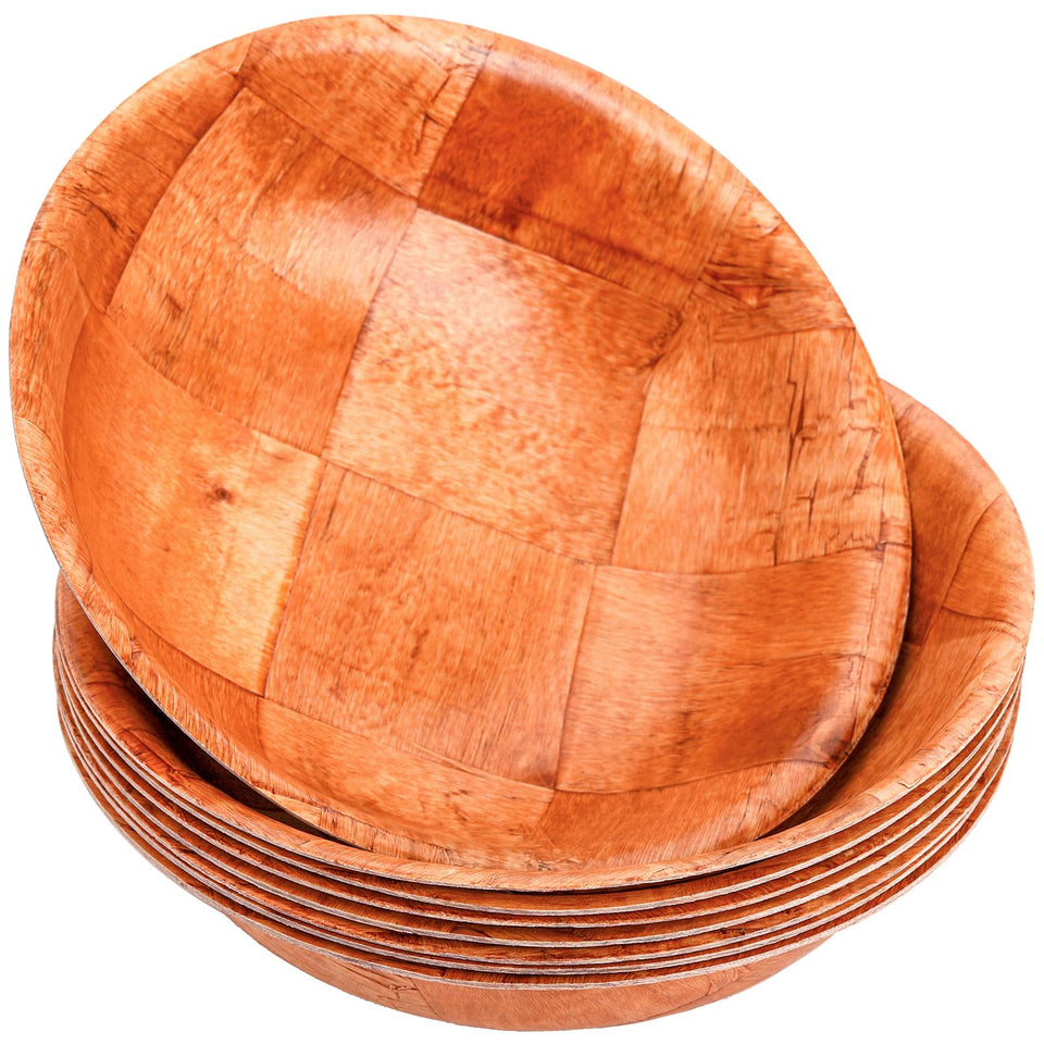 Elsjoy wooden woven salad bowl 8-inch for individual servings and appealing presentation.