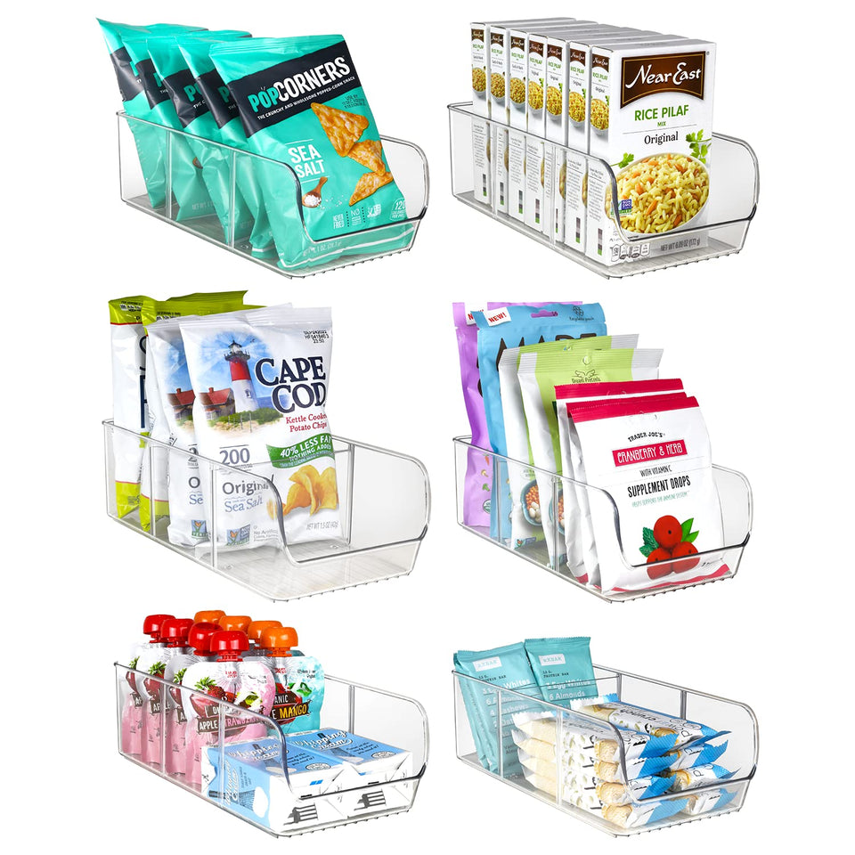ELTOW snack organizer with three compartments and open-front design for easy access.