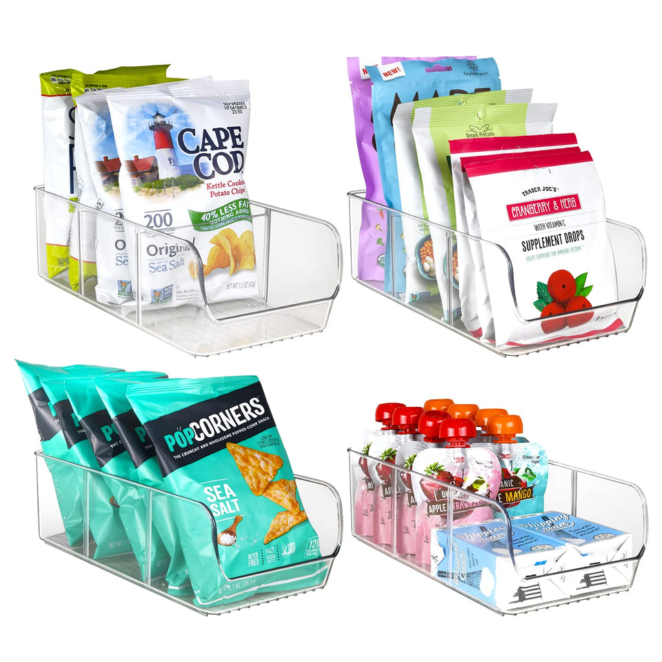 ELTOW snack organizer with three compartments and removable dividers for tidy pantry storage