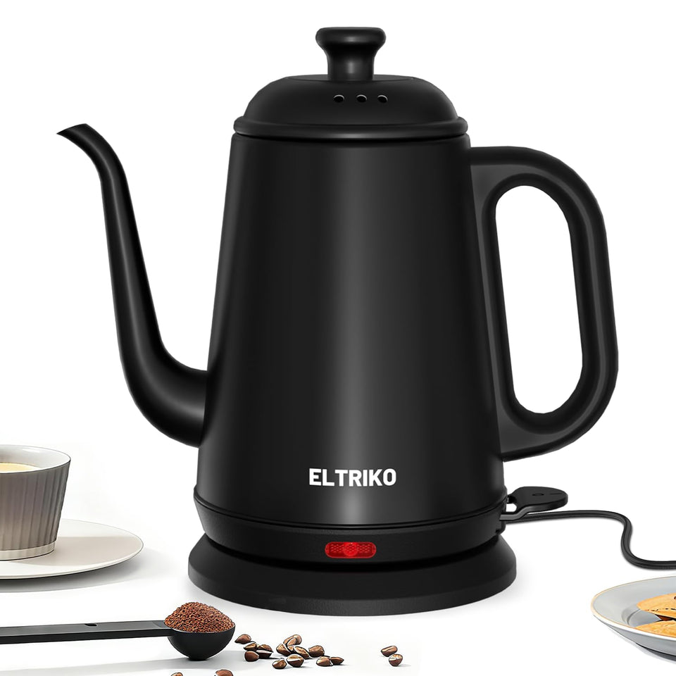 ELTRIKO gooseneck kettle pours with precision for even extraction