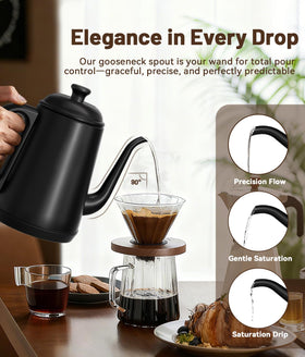 ELTRIKO gooseneck kettle stainless steel body supports pure flavor