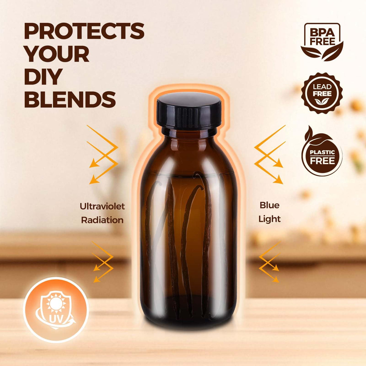Elumeiro bottle great for syrups, juices, and essential oils.