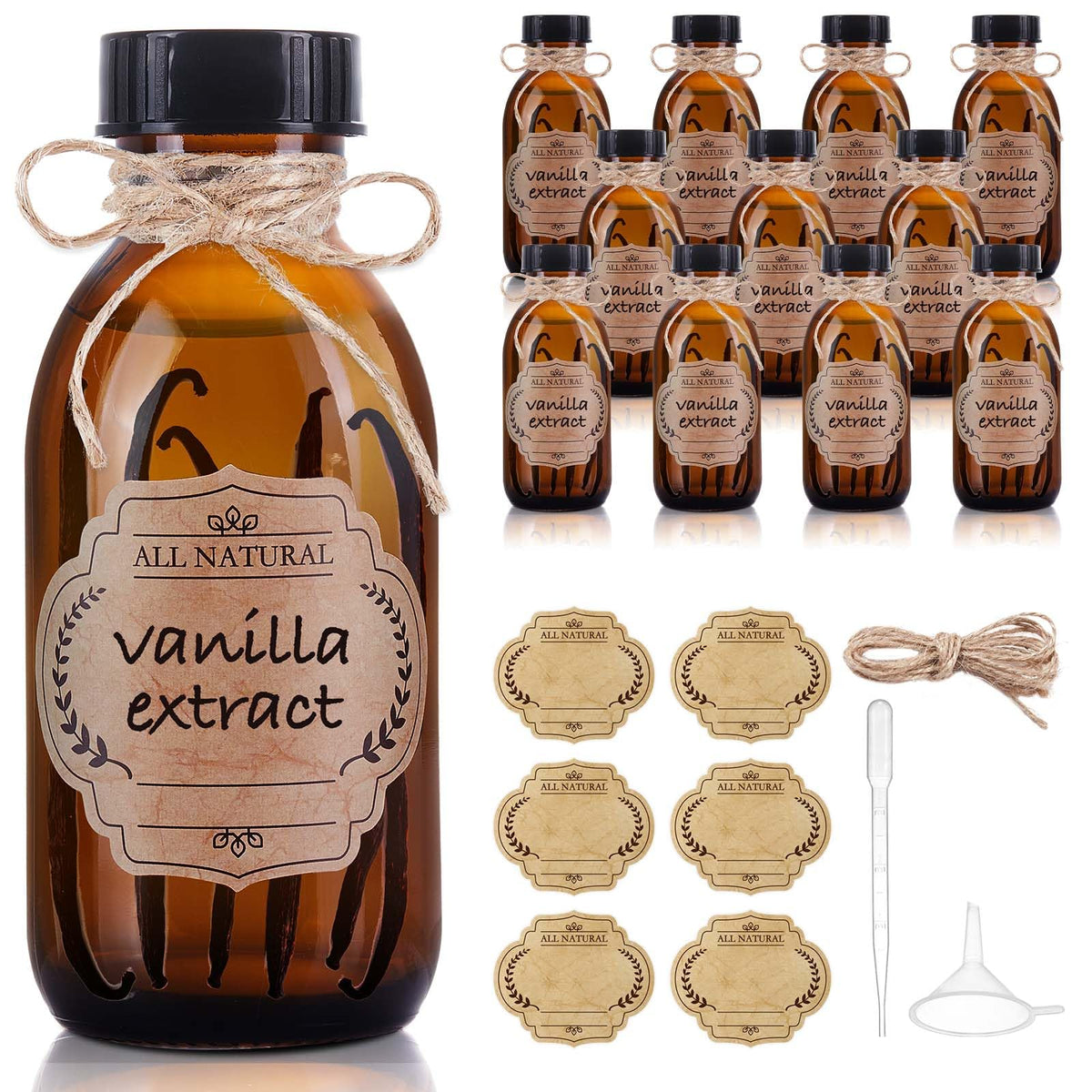 Elumeiro amber Boston glass bottle with cap protects light-sensitive liquids.