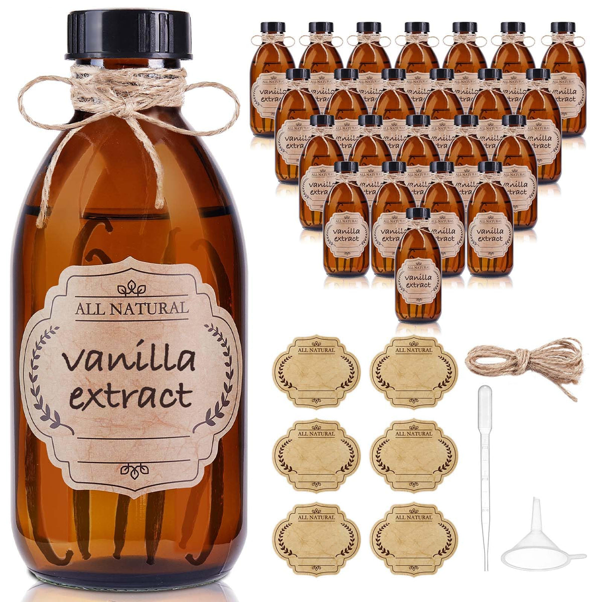 Elumeiro 8 oz amber glass bottle with cap protects essential oils from light.