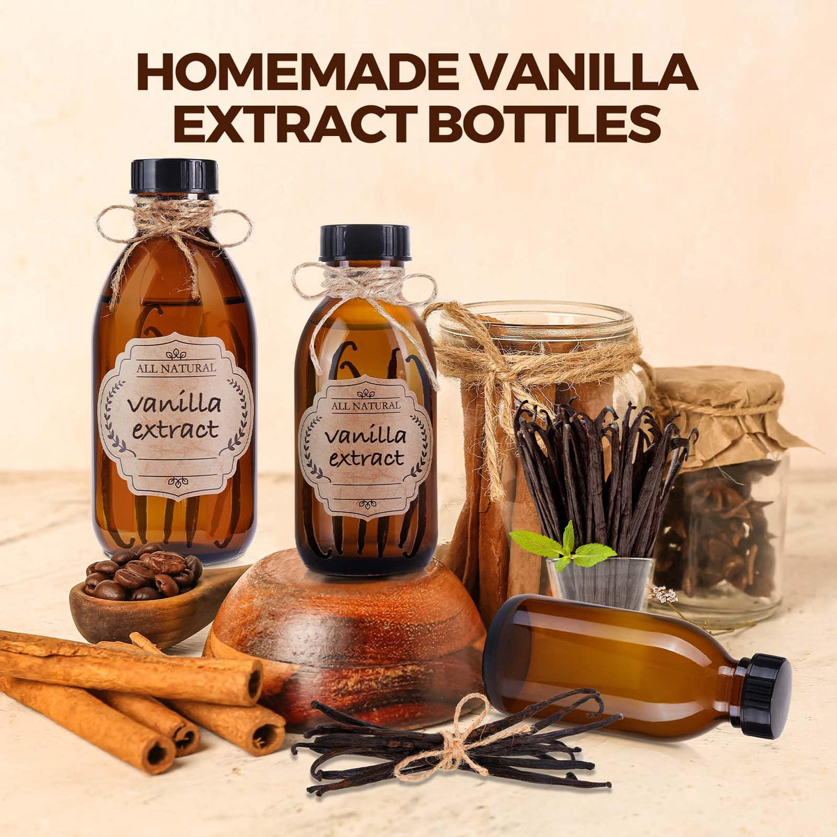 Elumeiro 4oz bottle ideal for homemade vanilla extract and crafts.