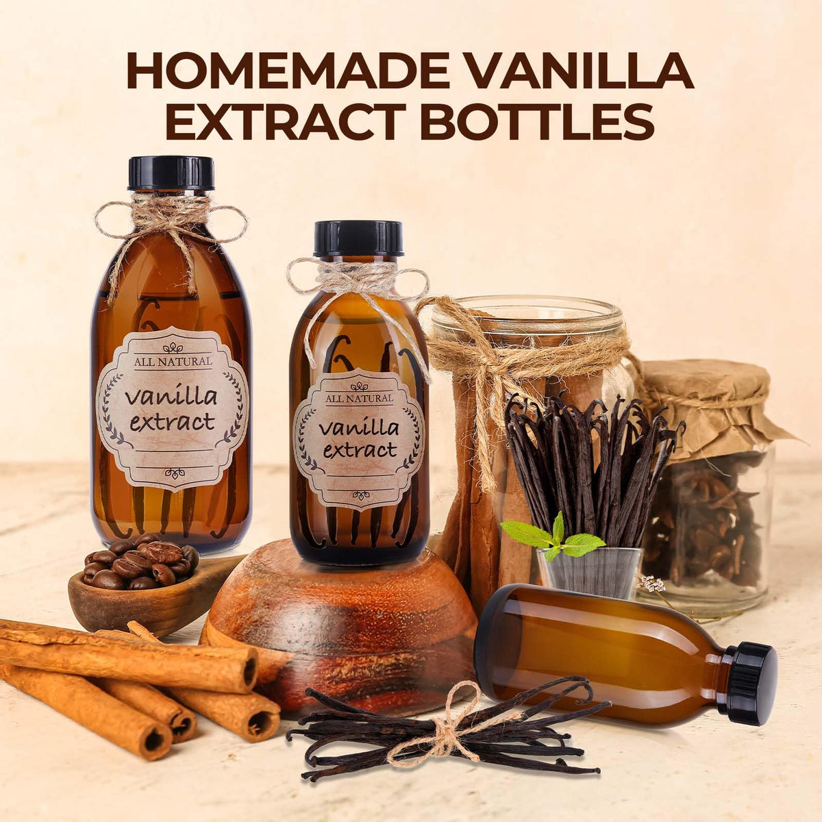 Vanilla extract bottle showcases elegant packaging for DIY kitchen creations.