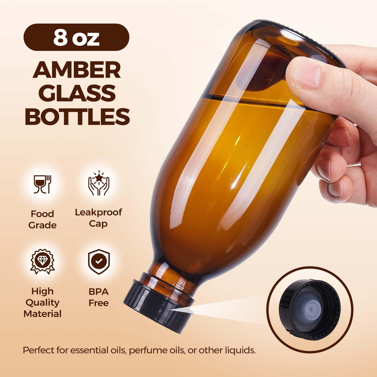 Elumeiro writable label on 8oz Boston bottle for easy customization.