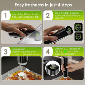 Elxis sealer features two speeds for delicate or dense foods.