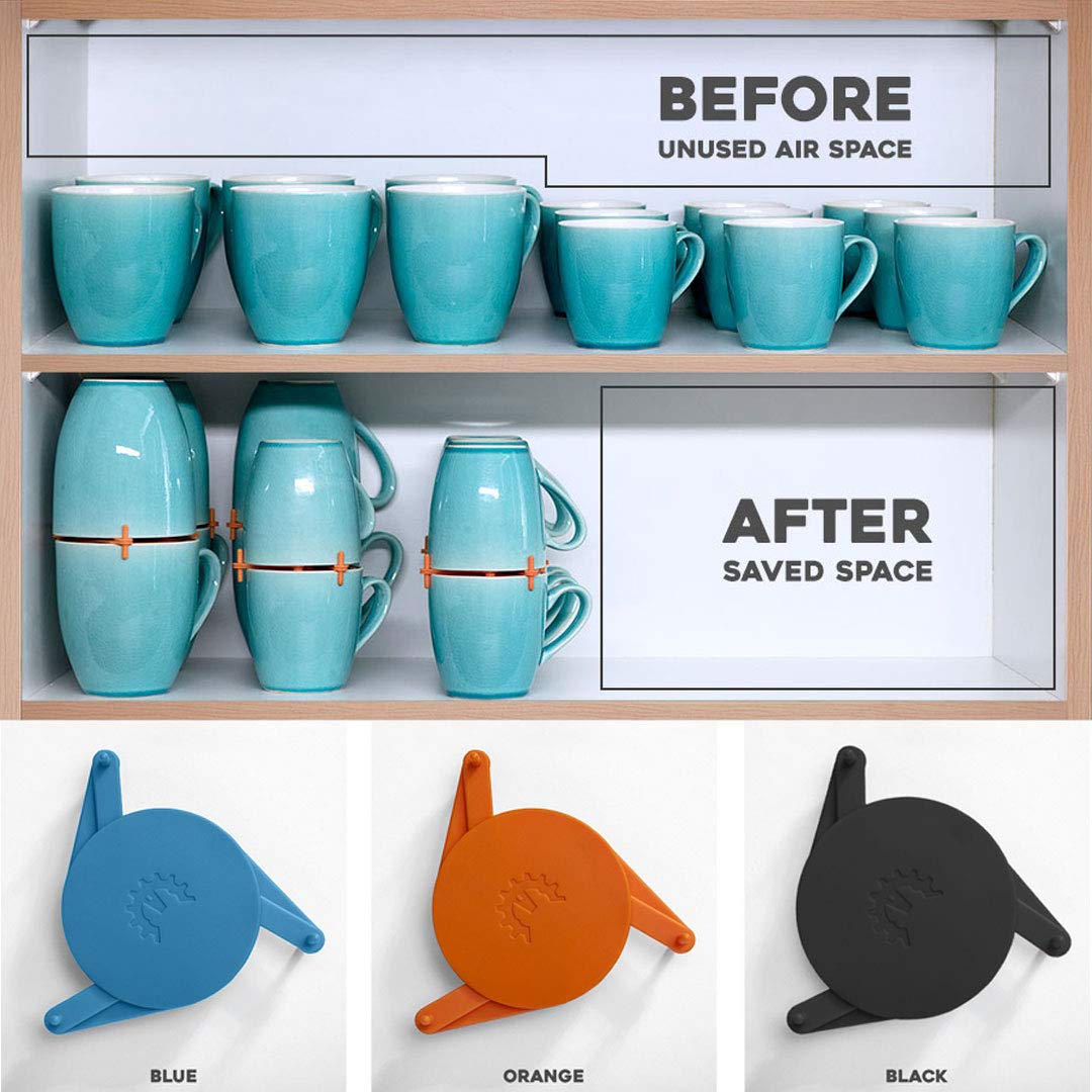 ELYPRO expandable stackable mug rack holds diverse mug sizes to reduce clutter.