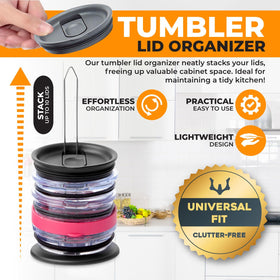 ELYPRO sturdy steel construction provides durable support for your tumbler lid collection.