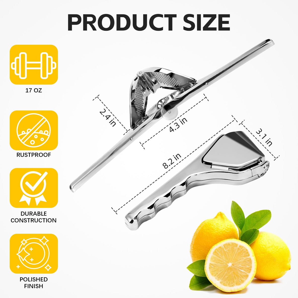 Elyssnova lemon squeezer dishwasher-safe design allows easy cleanup after use.