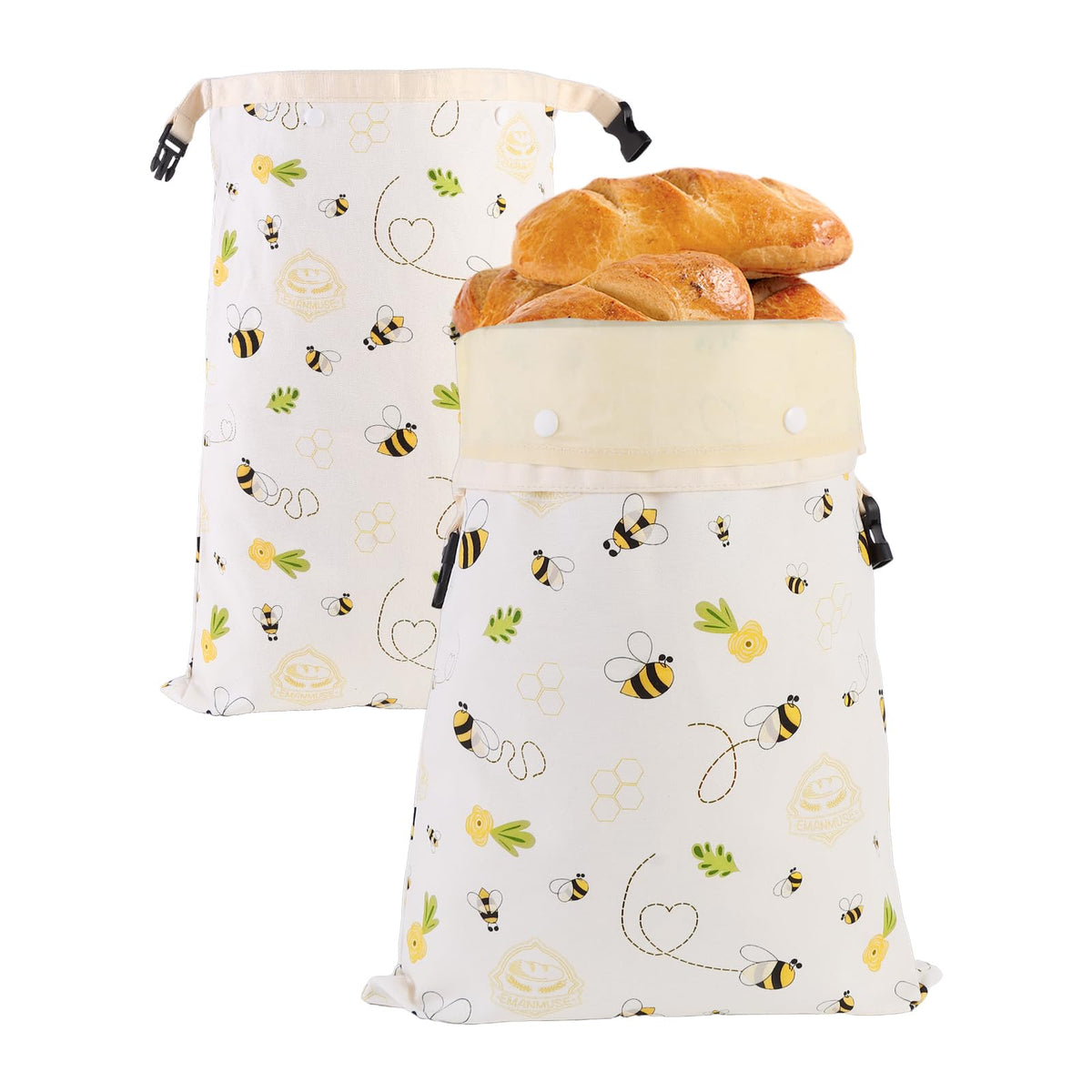 EmanMuse XL bread bags front view for artisan loaves, breathable and reusable.