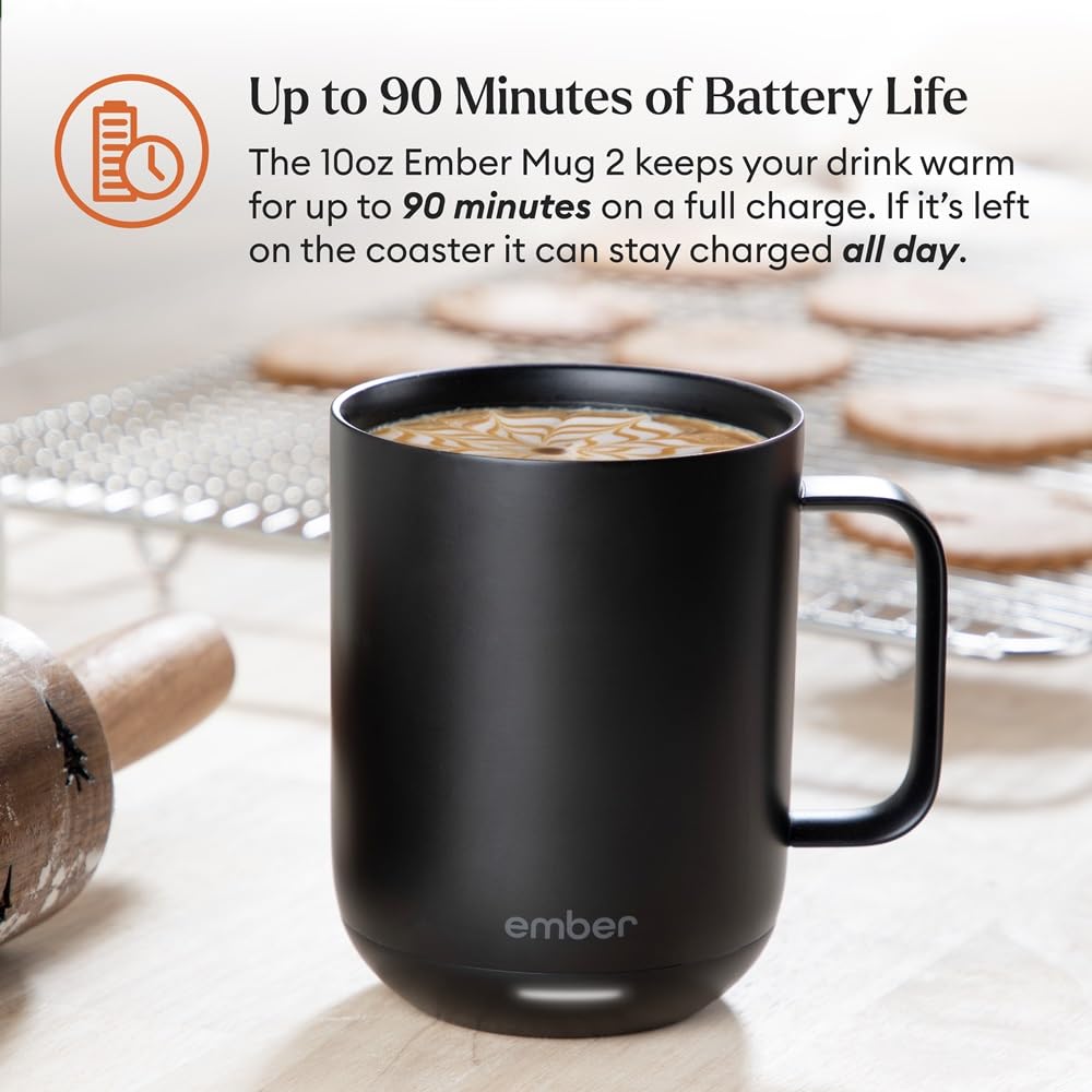Ember Mug 2 app-enabled setup displays temperature presets.