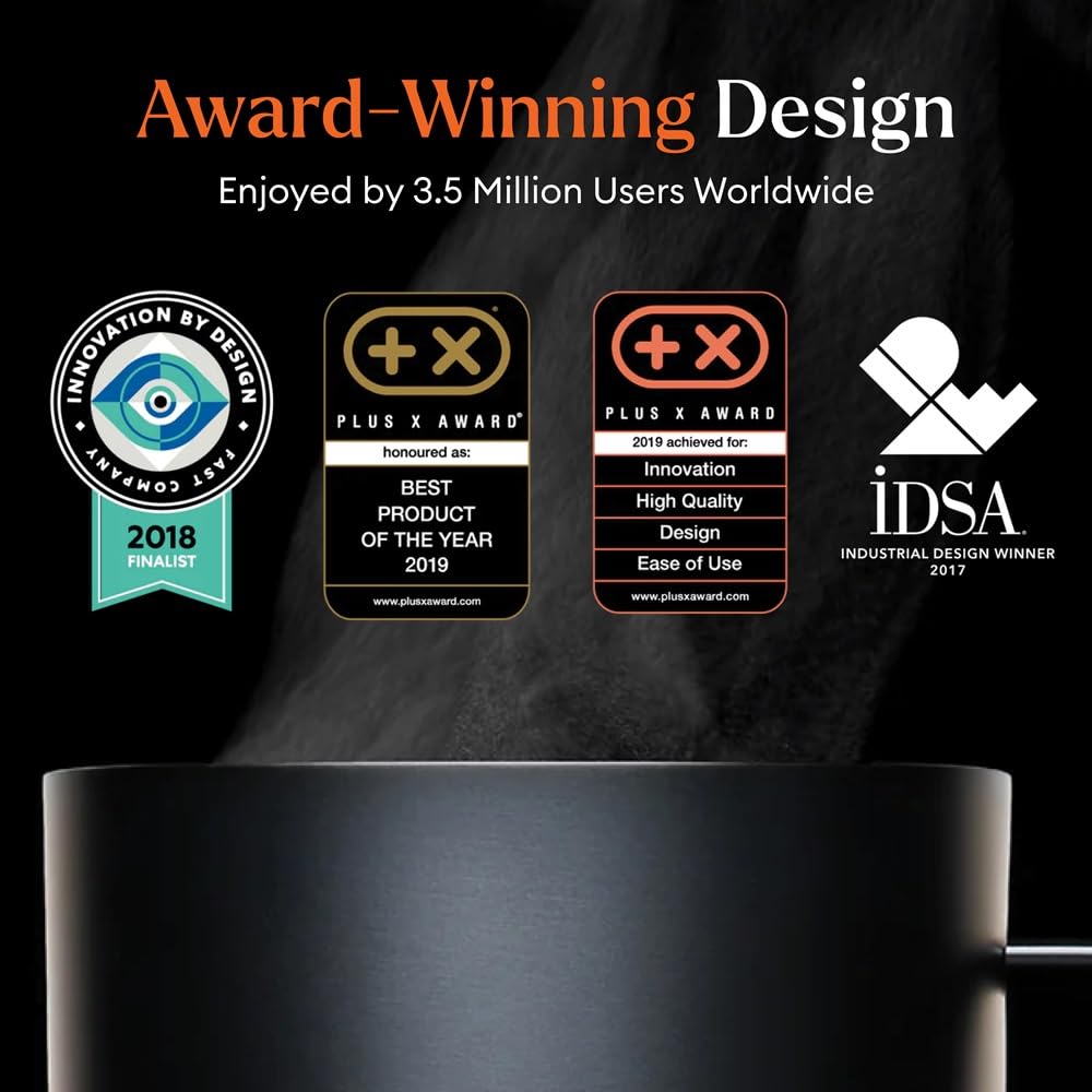 Ember Mug 2 black design complements any desk setup.