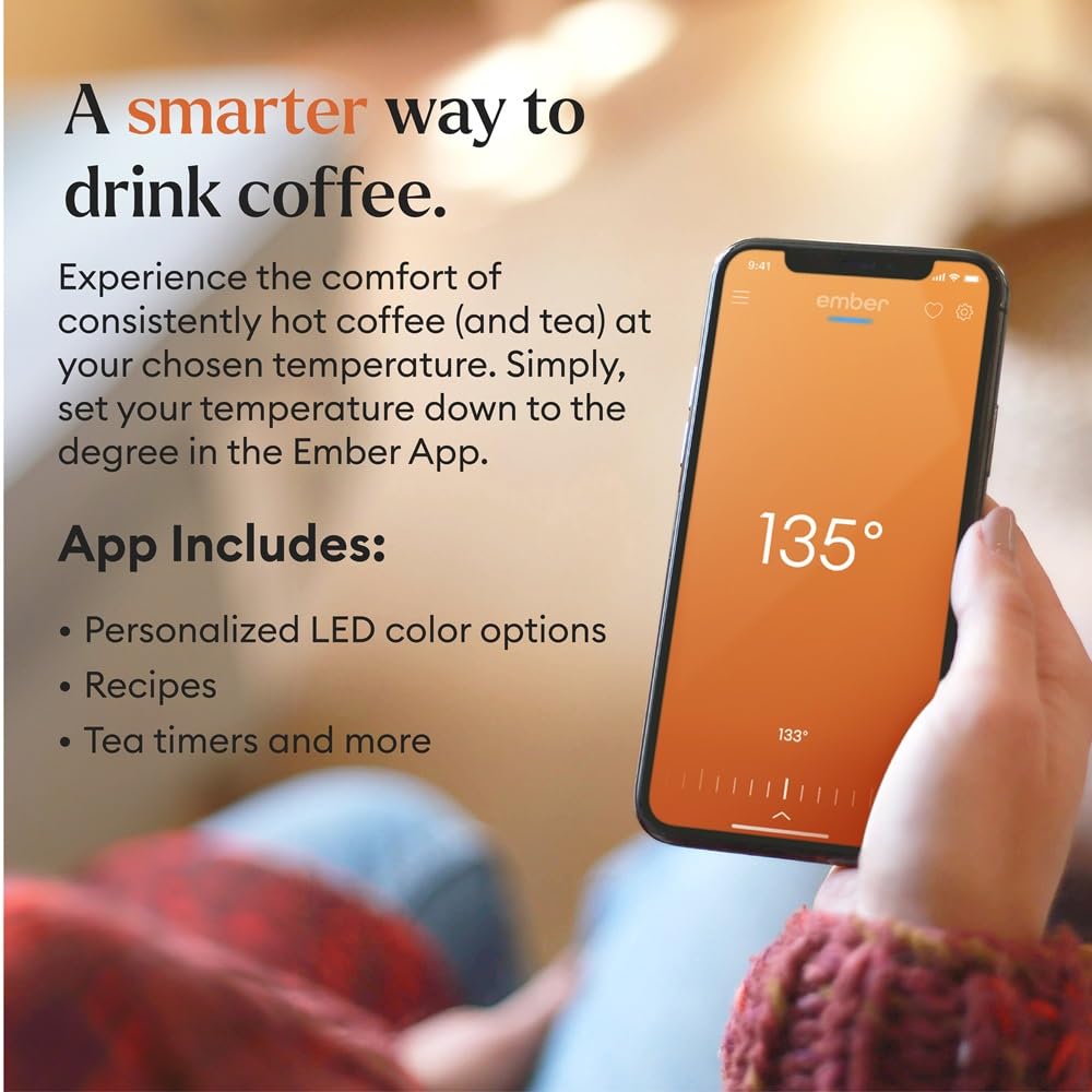 Ember Mug 2 on charging coaster demonstrates all-day usability.
