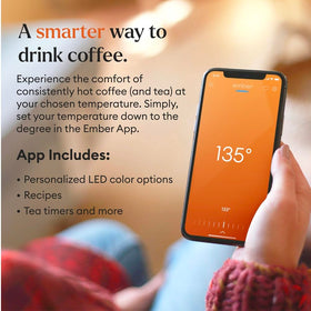 Ember Mug 2 on charging coaster demonstrates all-day usability.