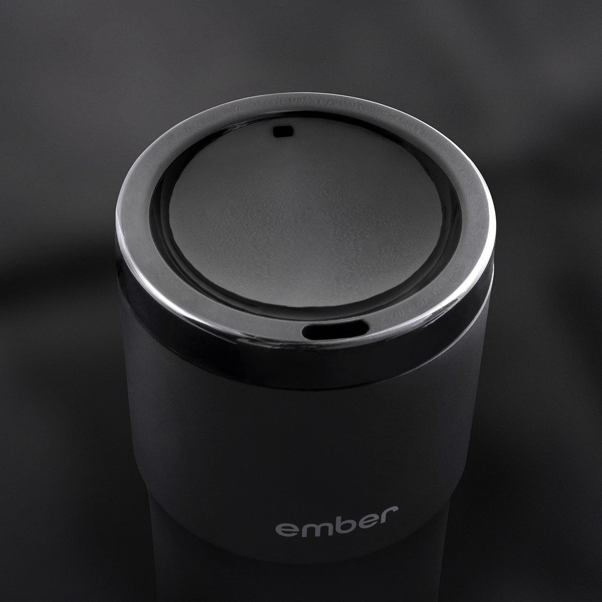 Ember Sipping Lid open and ready to sip during a busy morning.