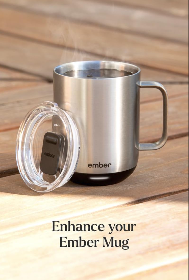 Ember sliding lid closed on 14 oz mug shows secure lid fit