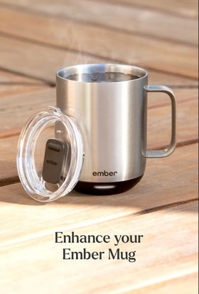 Ember sliding lid closed on 14 oz mug shows secure lid fit