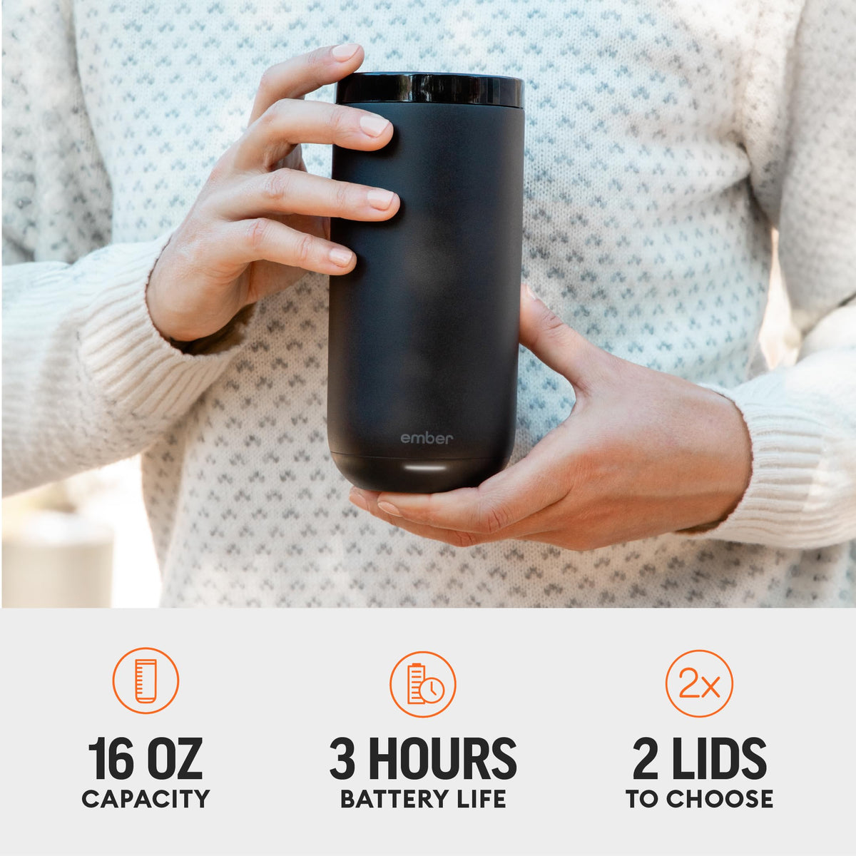 Ember Tumbler app control screen shows precise temperature settings.