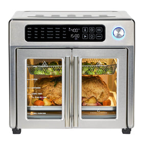 Emeril Lagasse extra-large French-Door front view shows roomy interior for large meals