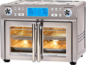 Emeril Lagasse dual-zone 360 air fryer oven combo with two zones for simultaneous cooking