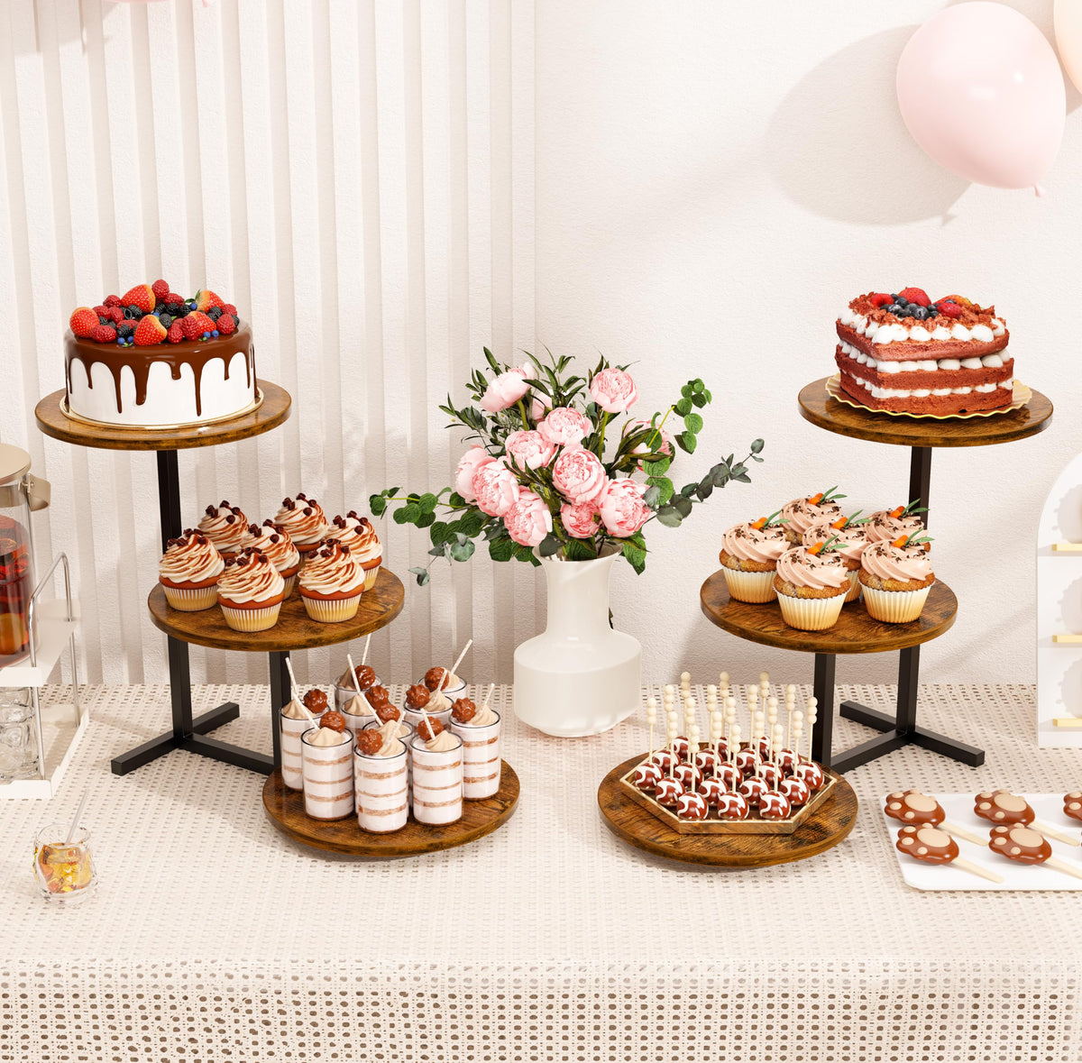 Emfogo cupcake tower assembled on table ready for serving at events