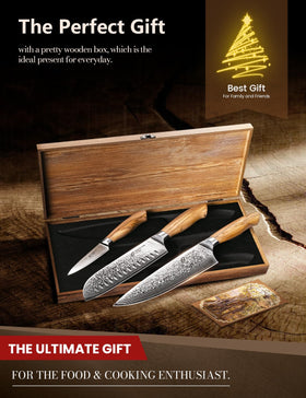 Emojoy Damascus 7-inch santoku knife for versatile chopping and mincing.