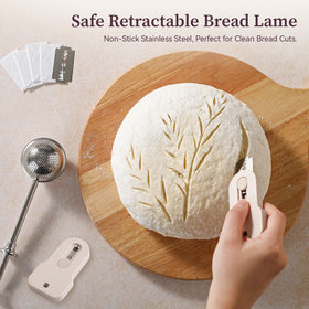 Emojoy Sourdough Starter Kit bread lifter helps lift hot loaves without burns.