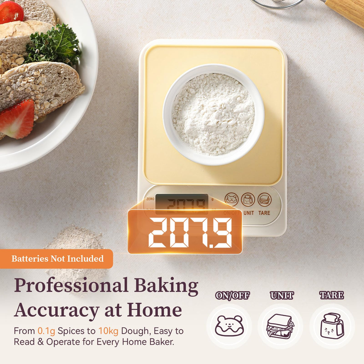 Emojoy Sourdough Starter Kit silicone pastry mat provides a safe, easy-clean surface for dough prep.