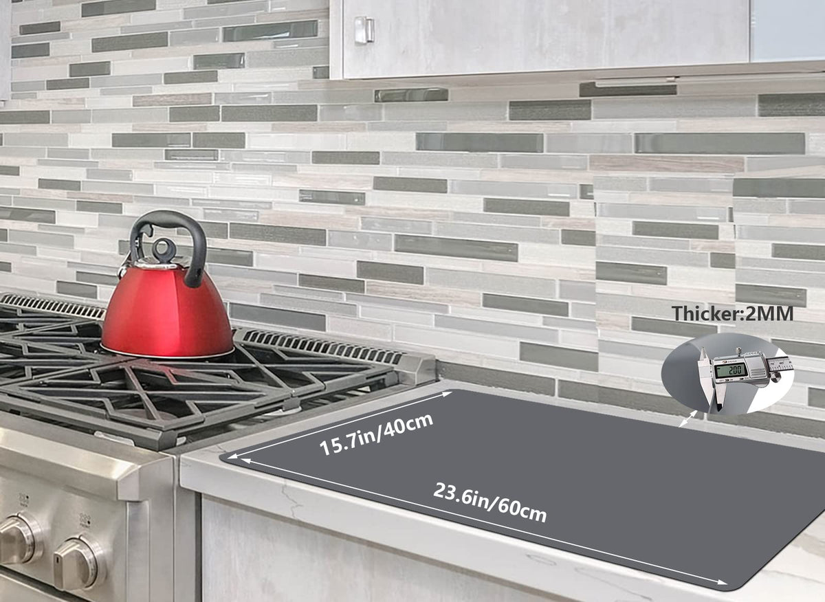 emolife dark grey silicone mat protects appliances and countertops during cooking
